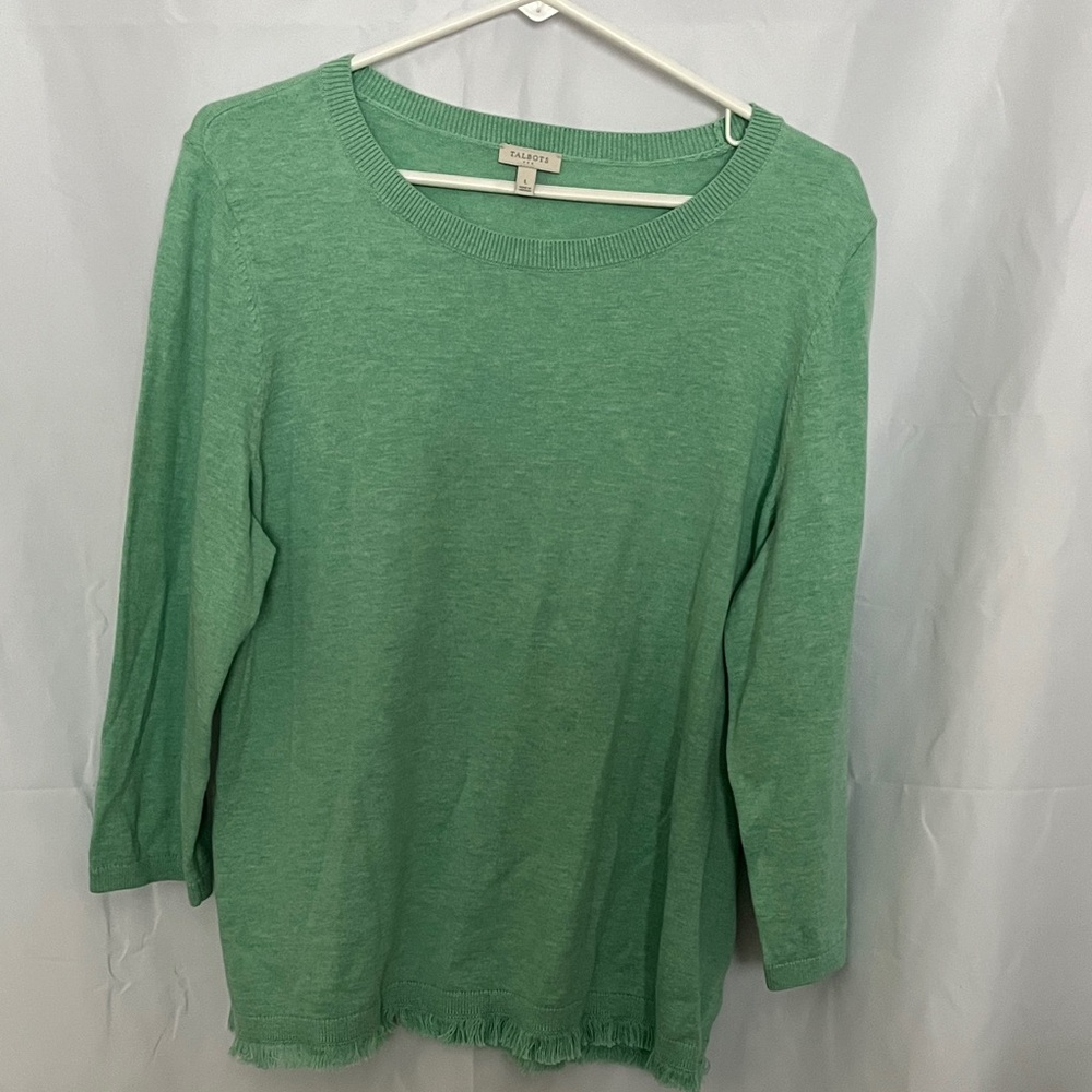 TALBOTS Green 3/4 Sleeve Sweater